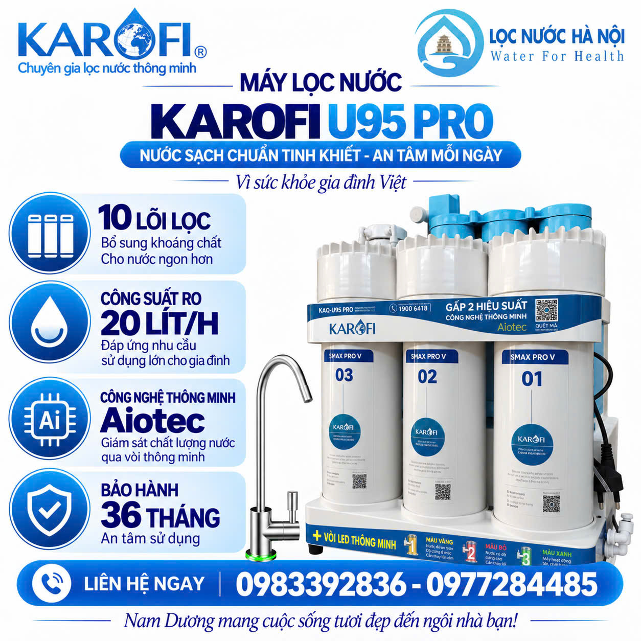 Máy lọc nước Karofi KAQ-U95 Pro